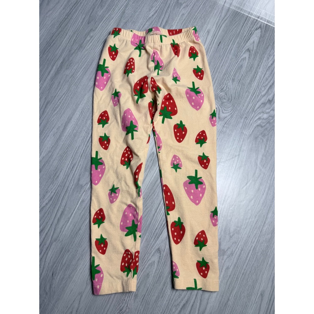 Old Navy Toddler Girls Strawberry Print Leggings Cream Red Pink Size 4T Pants